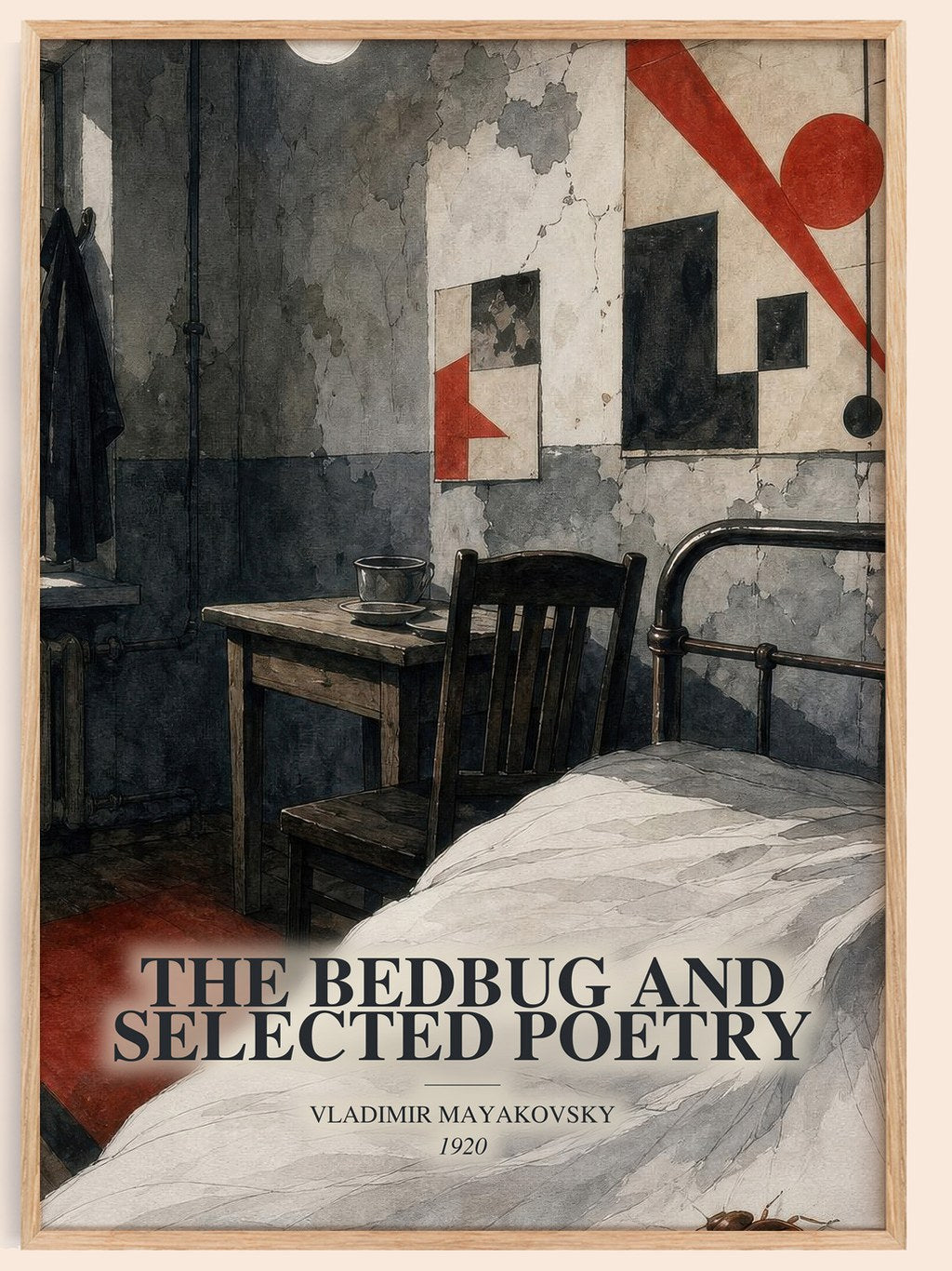 The Bedbug And Selected Poetry watercolour book poster by Vladimir Mayakovsky – framed literary art print