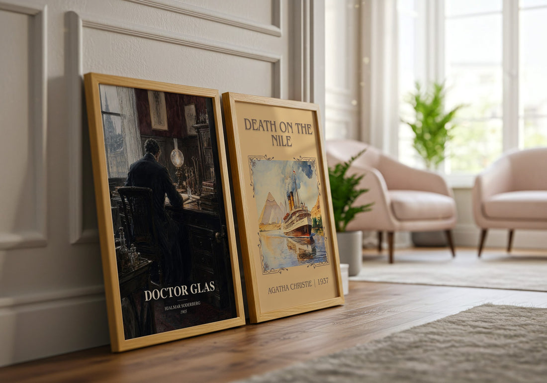 Doctor Glas watercolour print framed by window – literary home decor