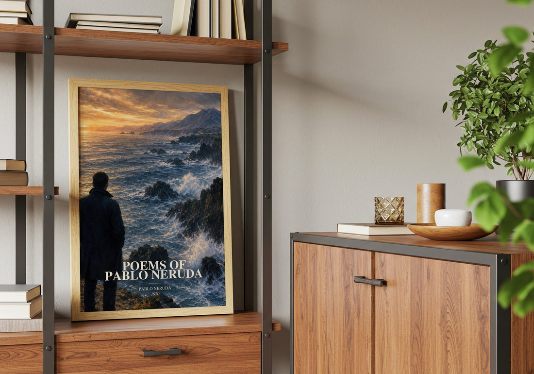 Poems of Pablo Neruda book watercolour illustration paper finish options – matte satin gloss