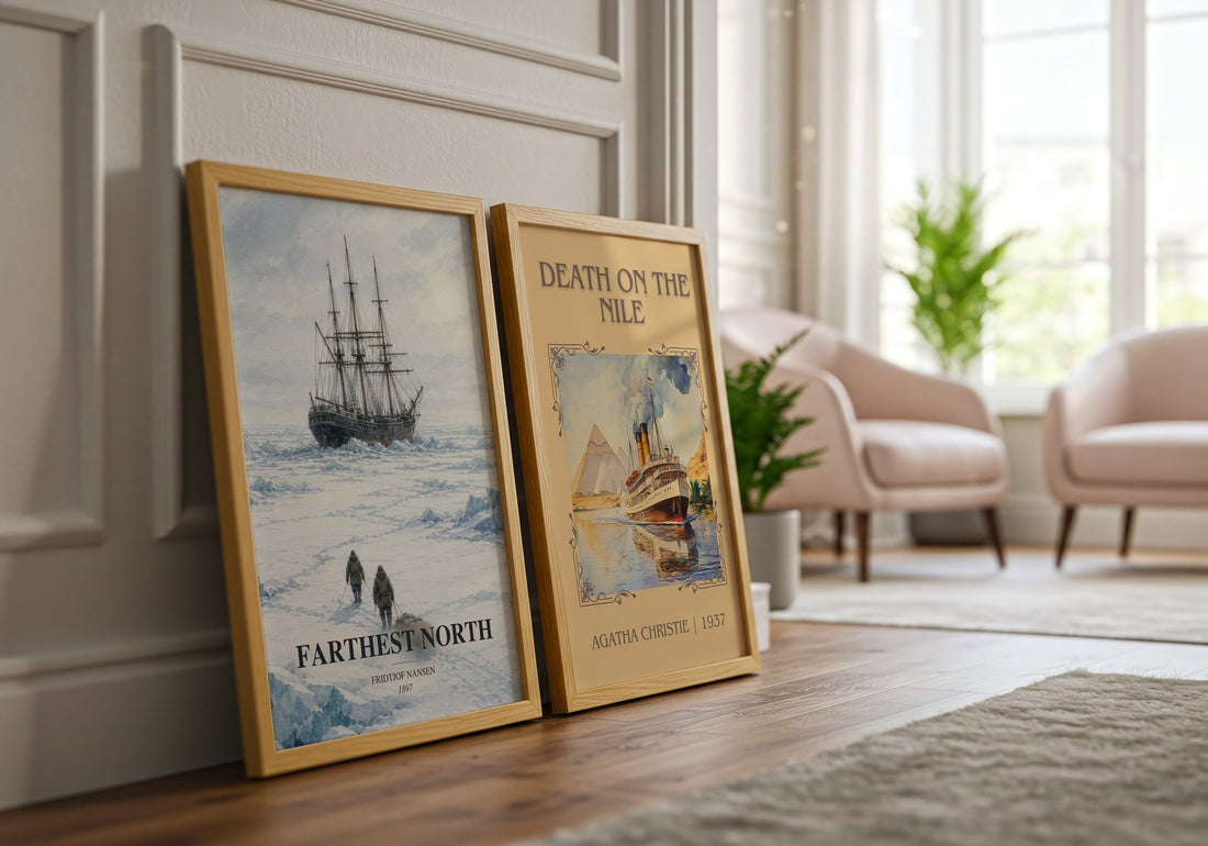 Farthest North watercolour print framed by window – literary home decor