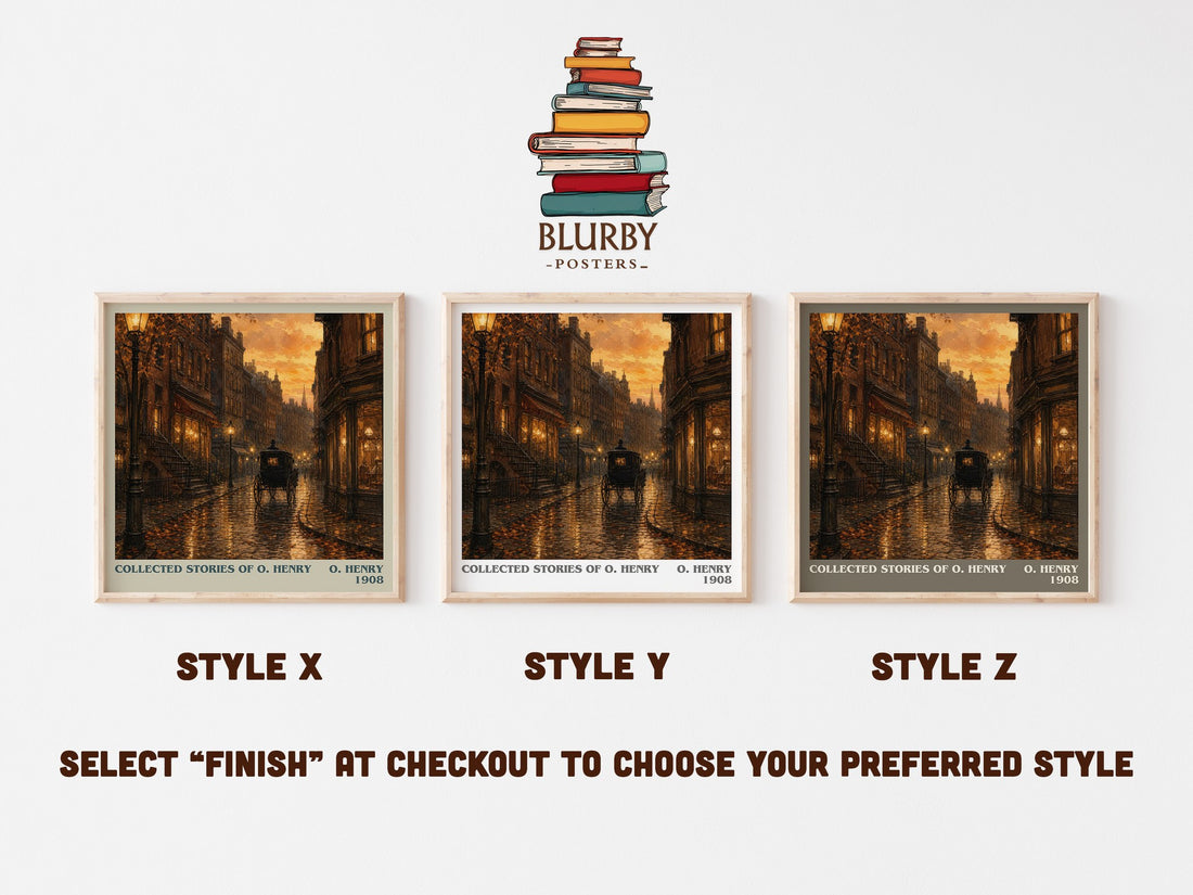 Collected Stories Of O. Henry literary print in frame leaning in hallway – classic literature wall art (mockup)
