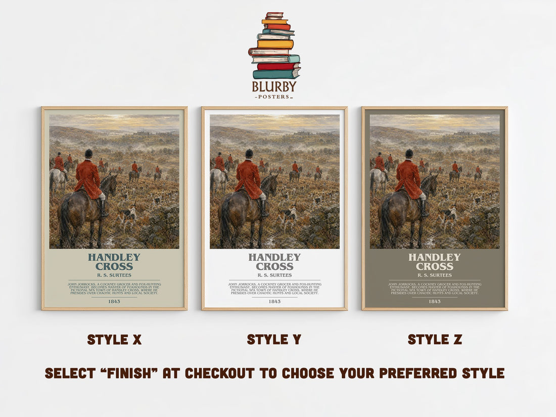 Handley Cross Bookish Wall Art by R. S. Surtees – Style X, Y and Z side by side – choose your finish