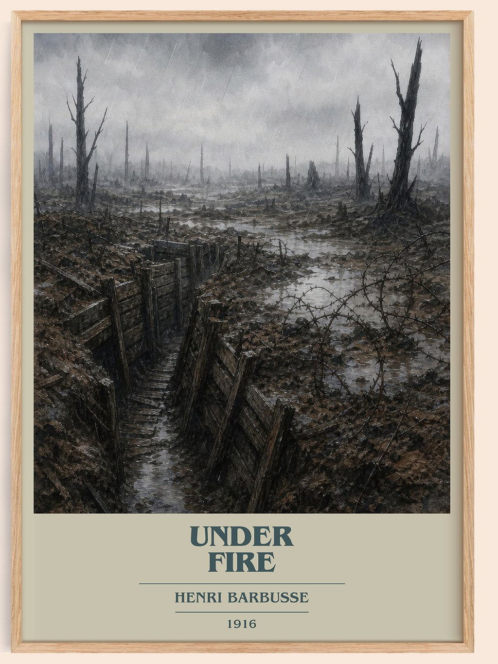 Under Fire book cover book poster by Henri Barbusse – framed literary art print