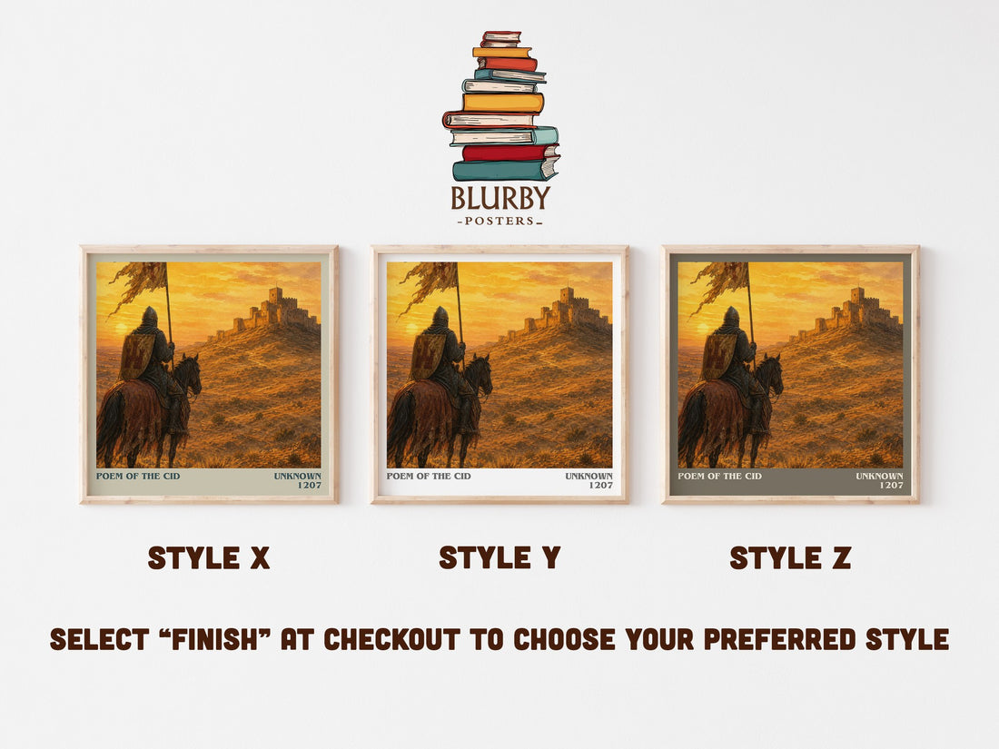 Poem of the Cid literary print in frame leaning in hallway – poetry wall art (mockup)
