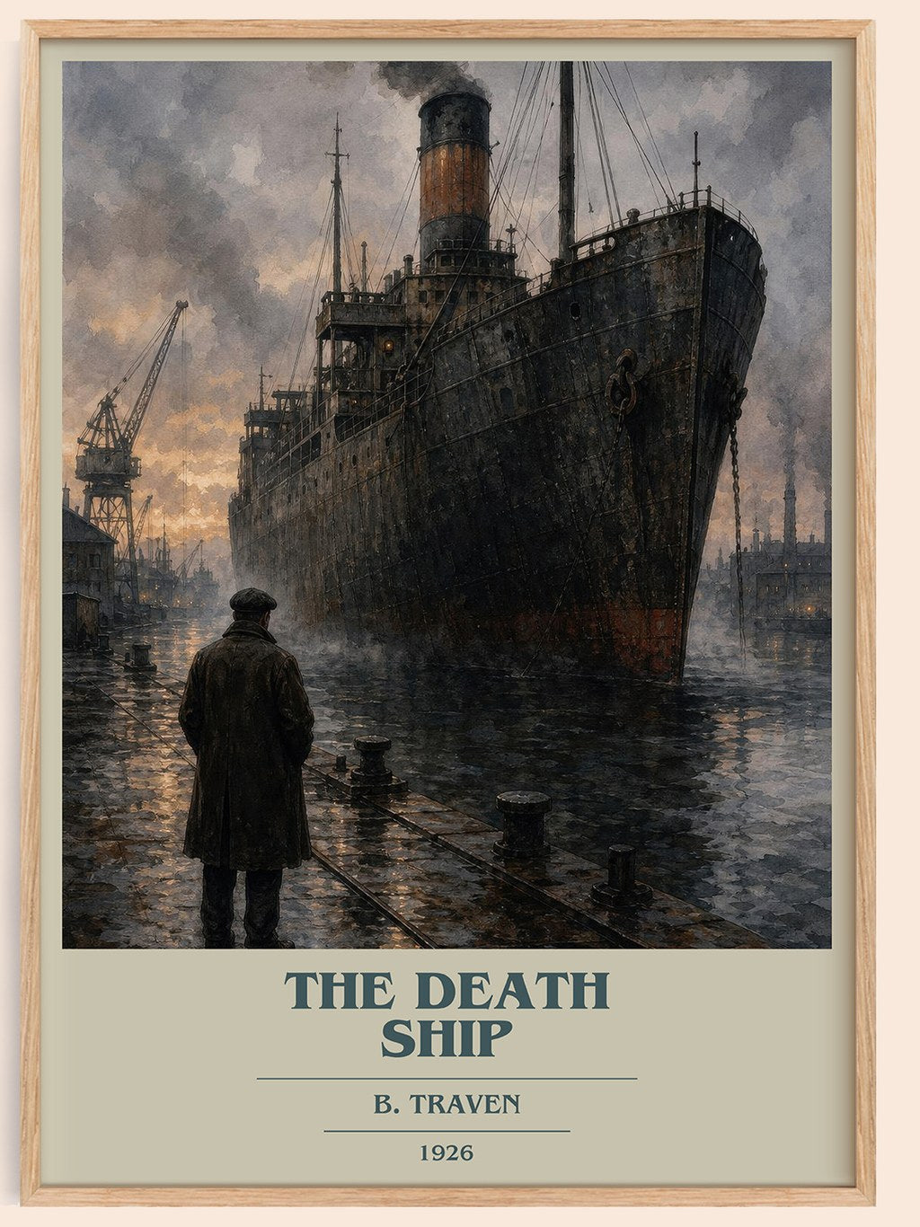 The Death Ship book cover book poster by B. Traven – framed literary art print