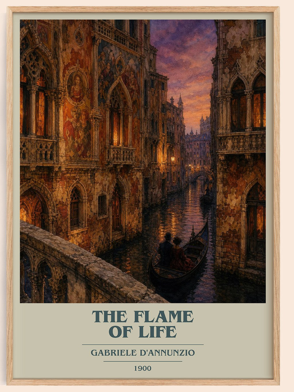 The Flame Of Life book cover book poster by Gabriele D'Annunzio – framed literary art print