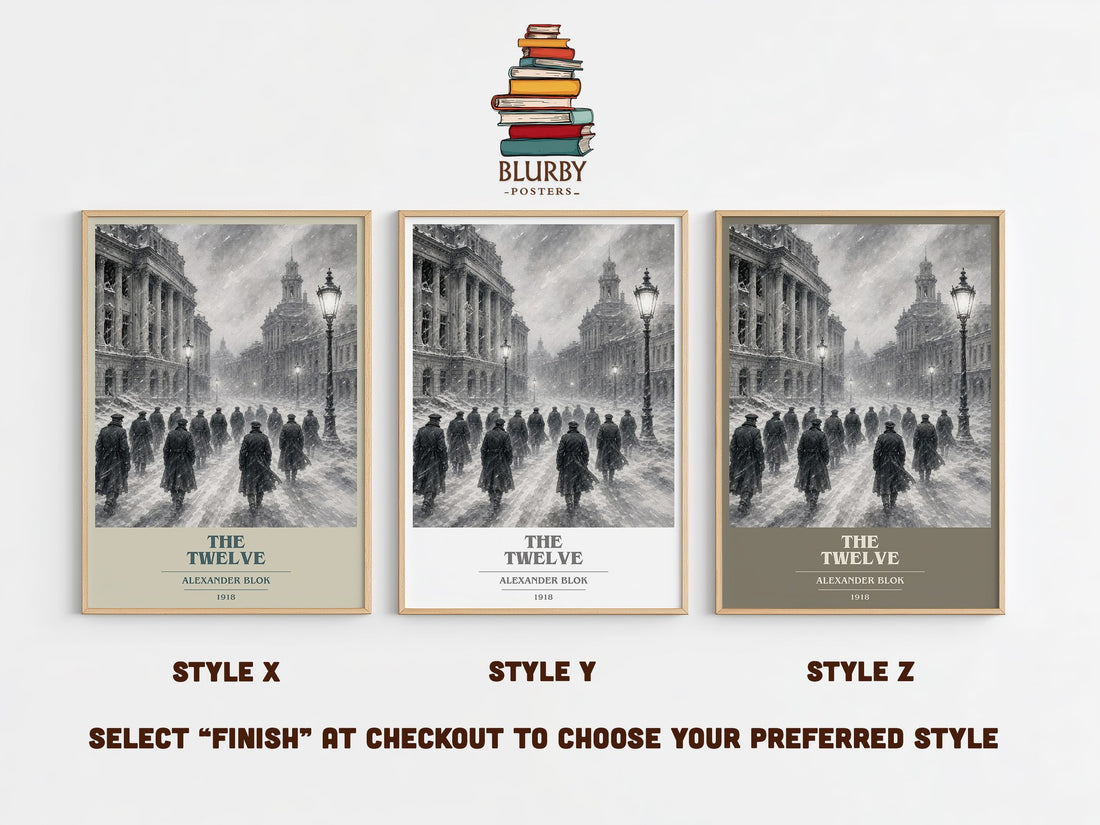 The Twelve book cover print in frame leaning in hallway – poetry wall art (mockup)