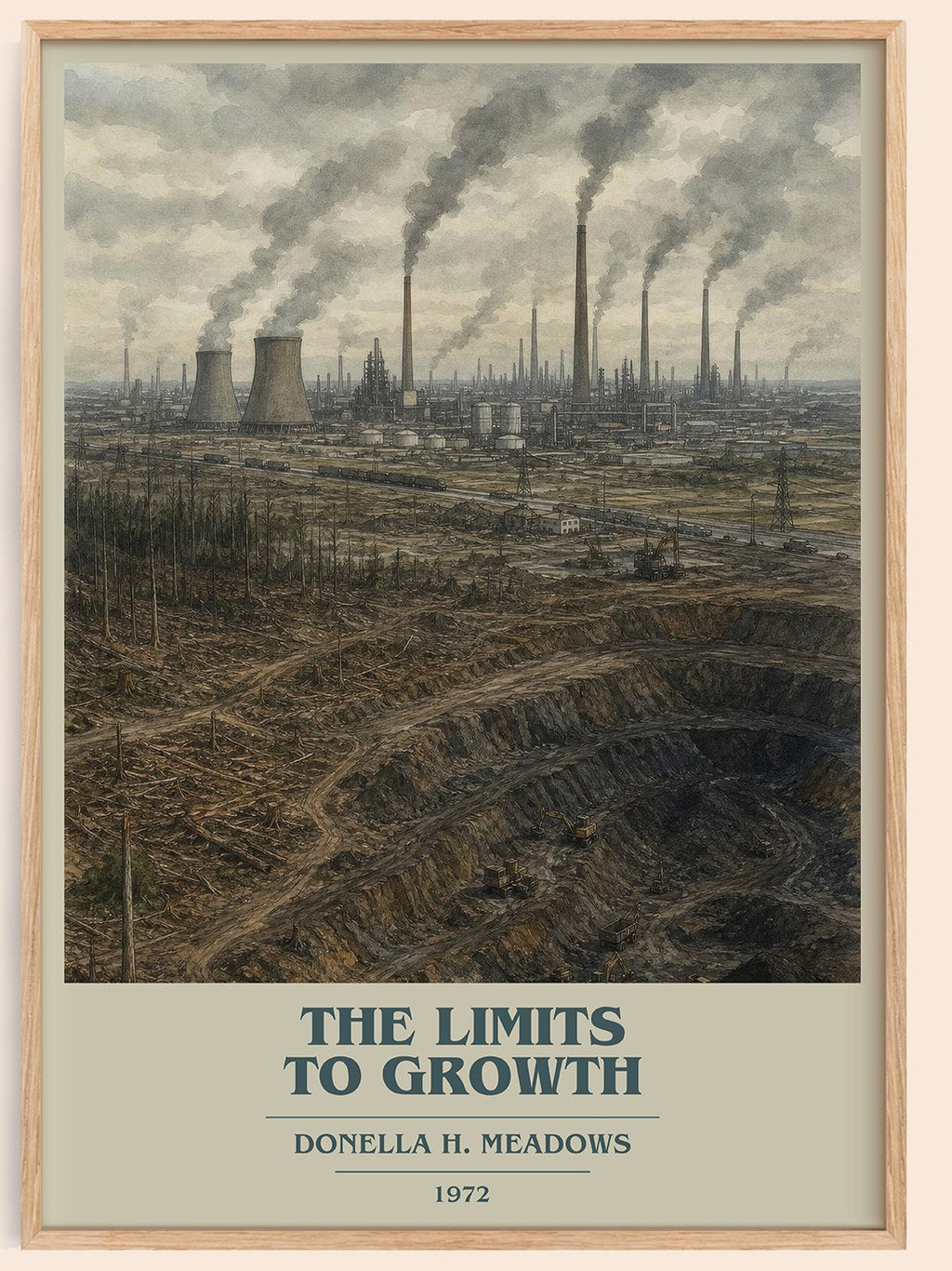 The Limits To Growth book cover book poster by Donella H. Meadows – framed literary art print
