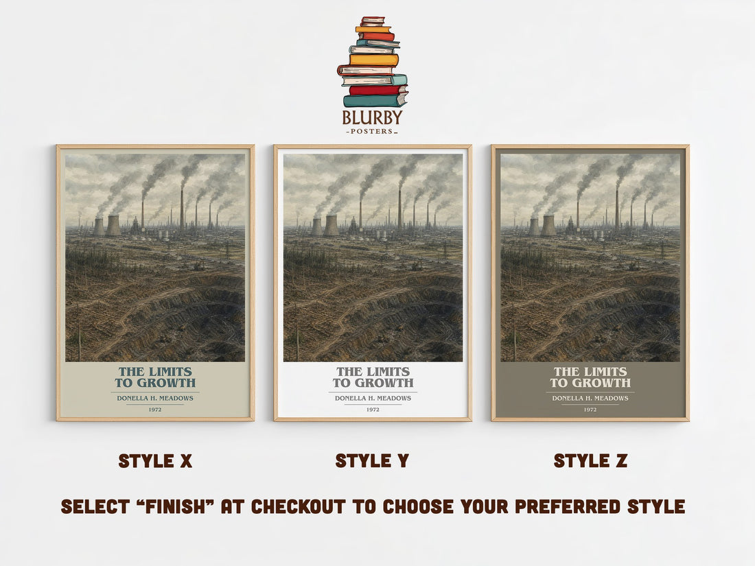 The Limits To Growth book cover print in frame leaning in hallway – __new__:educational wall art (mockup)