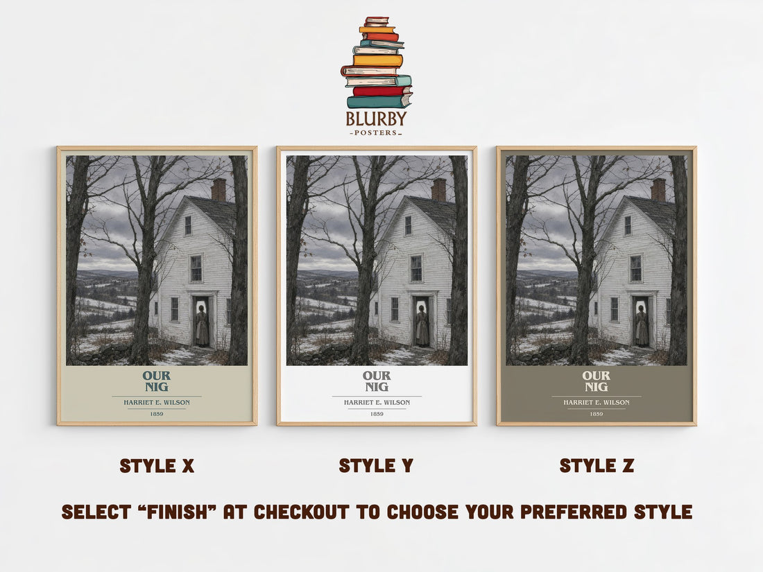 Our Nig book cover print in frame leaning in hallway – historical fiction wall art (mockup)