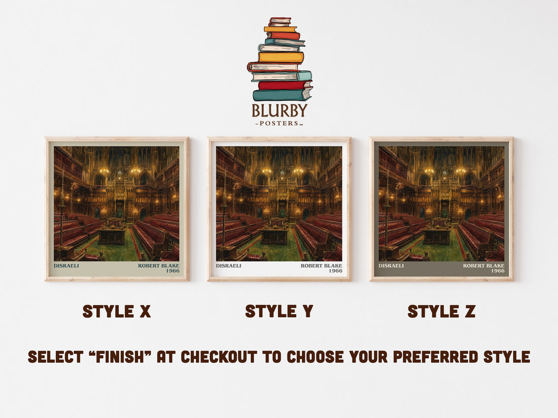 Disraeli literary print in frame leaning in hallway – non fiction wall art (mockup)