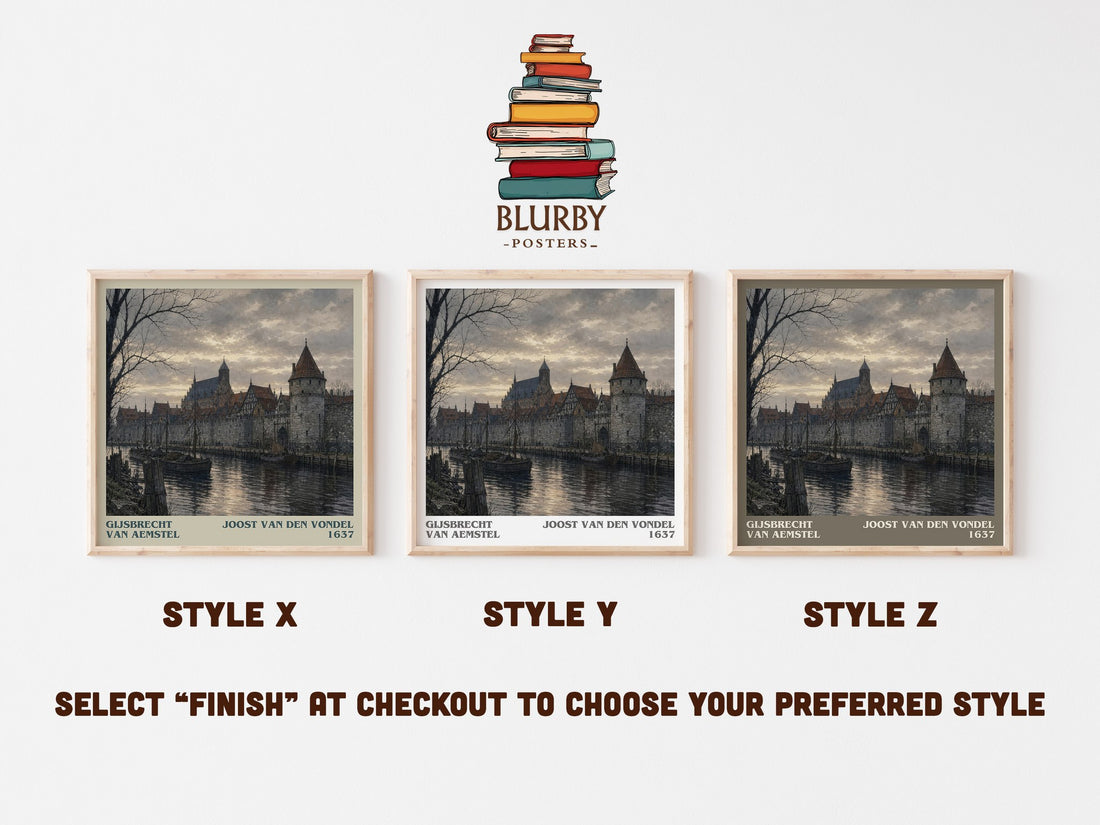 Gijsbrecht Van Aemstel literary print in frame leaning in hallway – classic literature wall art (mockup)