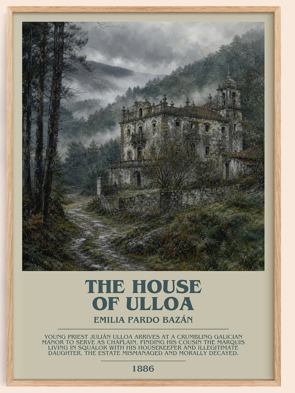 The House of Ulloa Bookish Wall Art by Emilia Pardo Bazán – framed poster