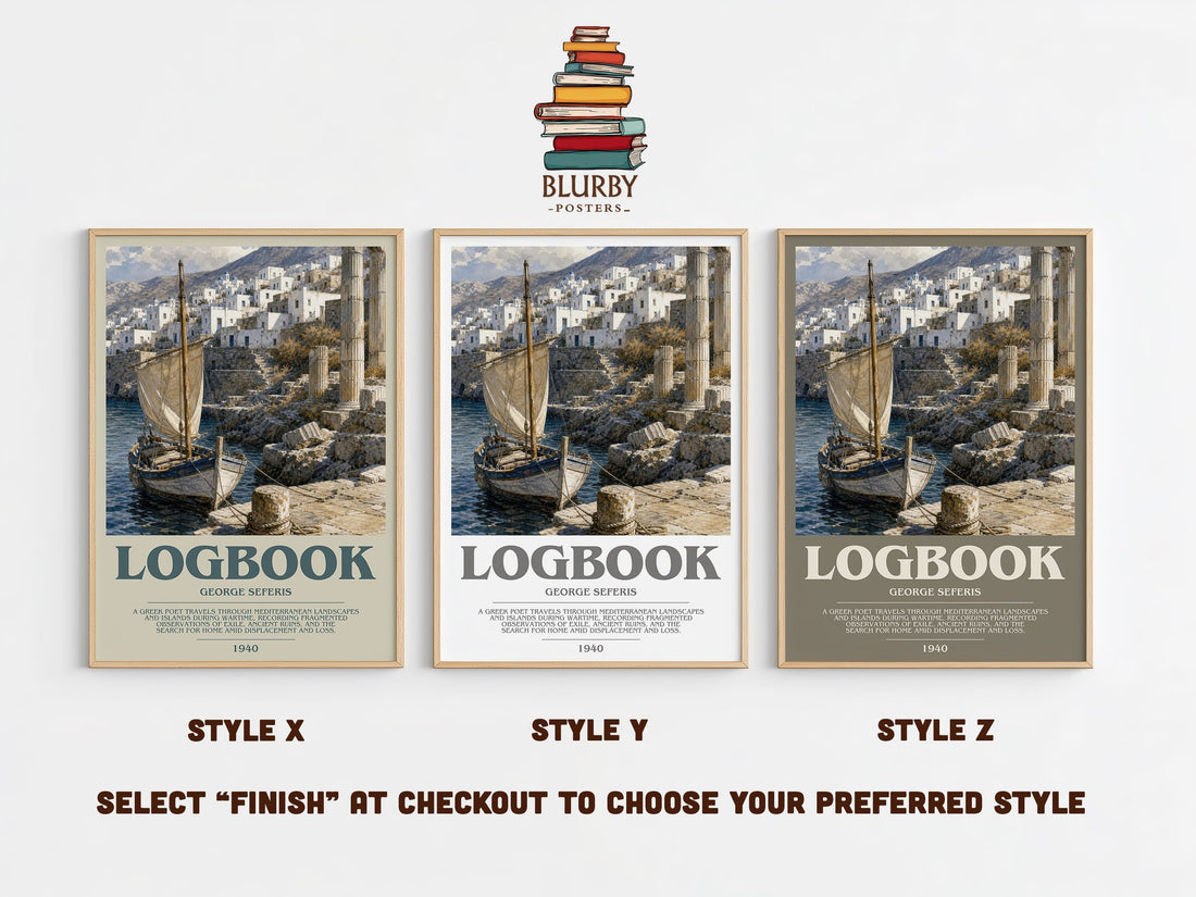 Logbook Bookish Wall Art by George Seferis – Style X, Y and Z side by side – choose your finish