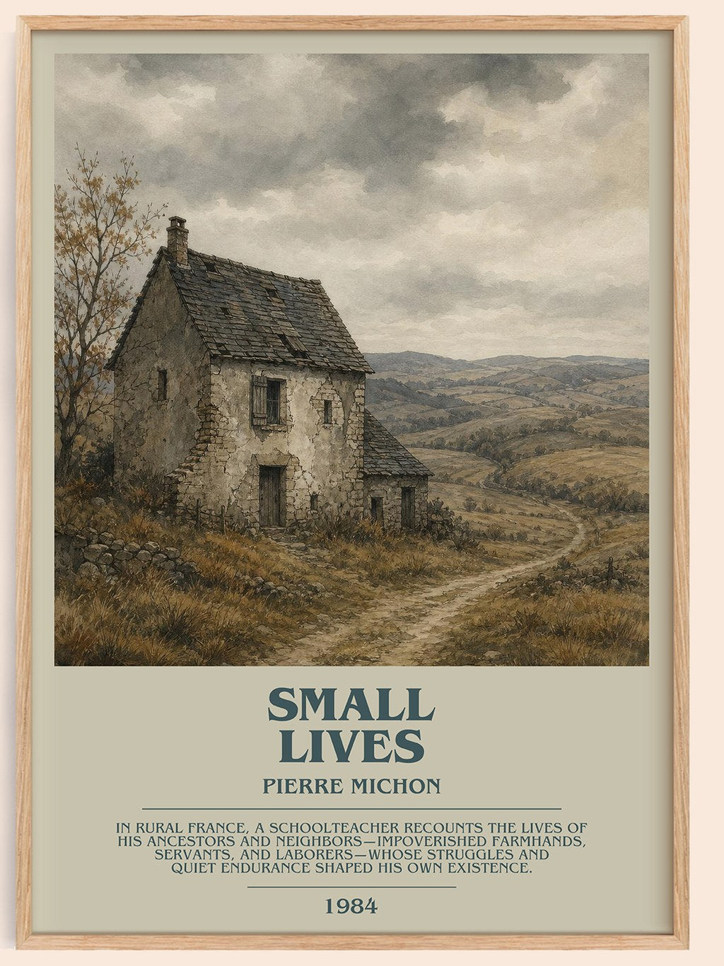Small Lives Bookish Wall Art by Pierre Michon – framed poster