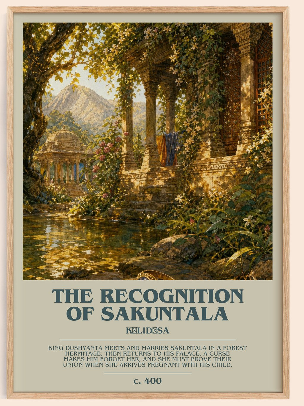 The Recognition of Sakuntala bookish book poster by Kālidāsa – framed literary art print