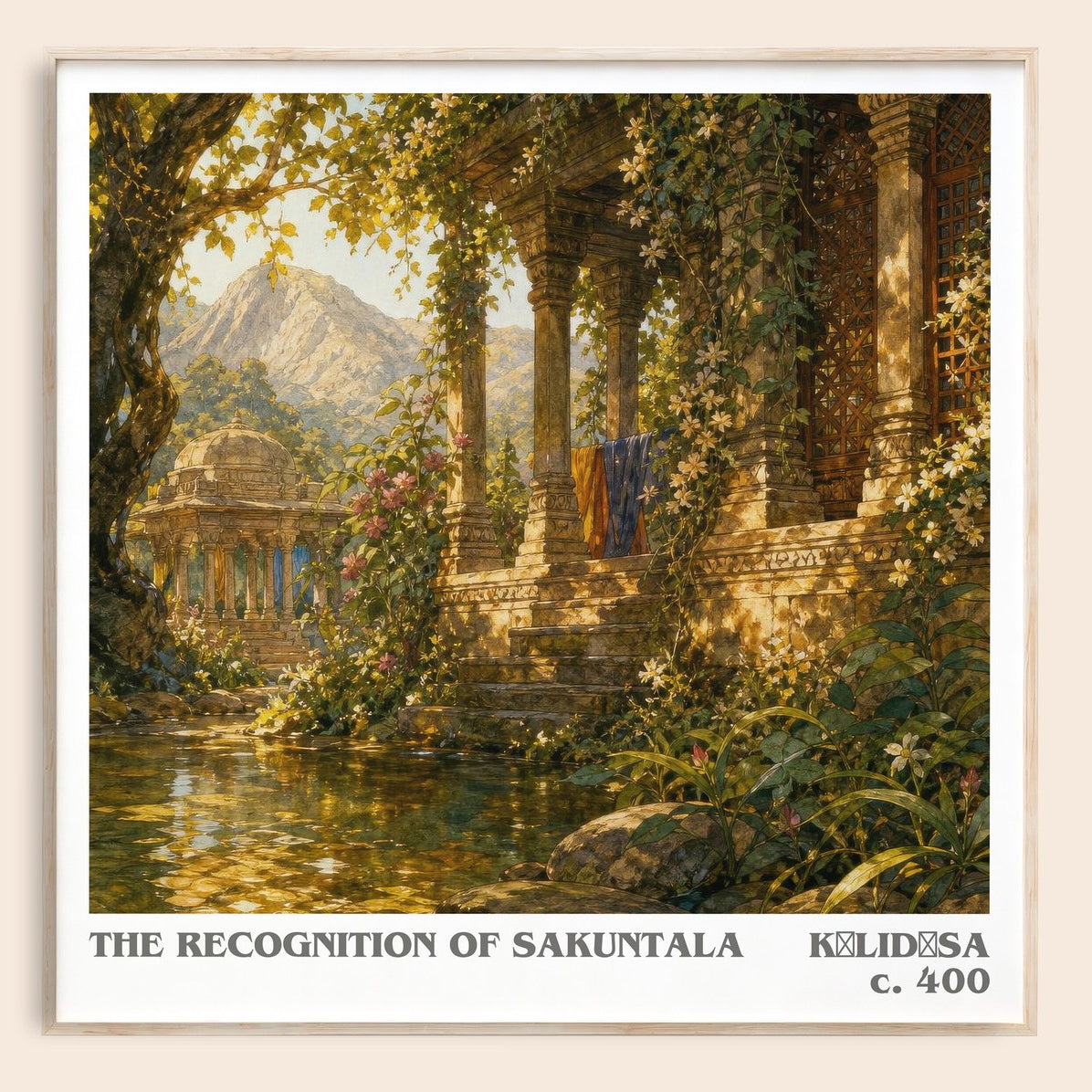 The Recognition of Sakuntala literary book poster by Kālidāsa – framed literary art print
