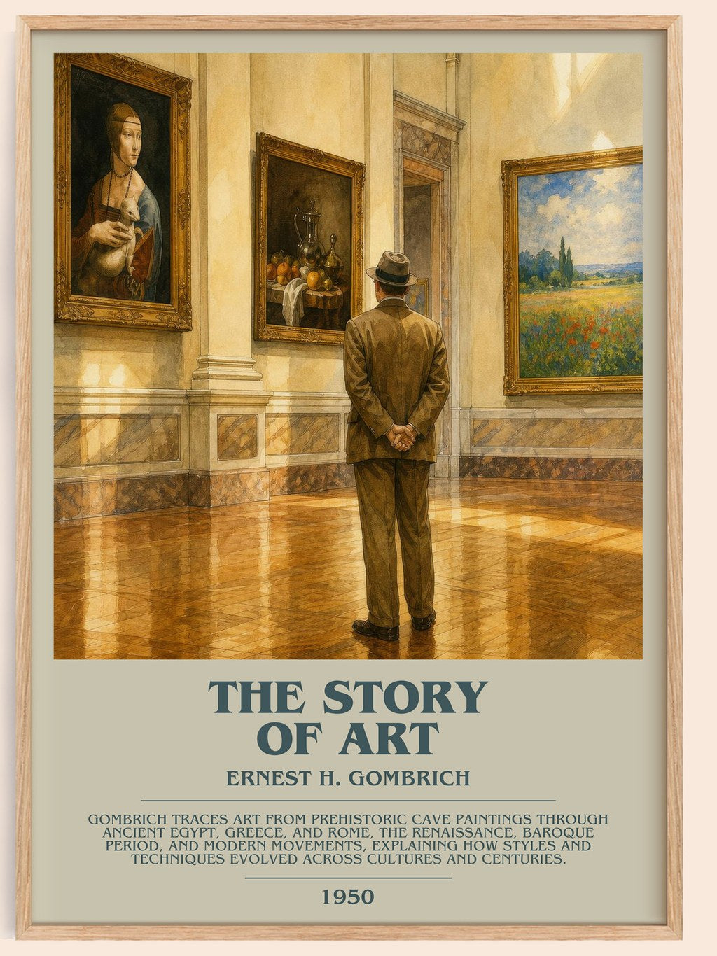 The Story of Art bookish book poster by Ernest H. Gombrich – framed literary art print