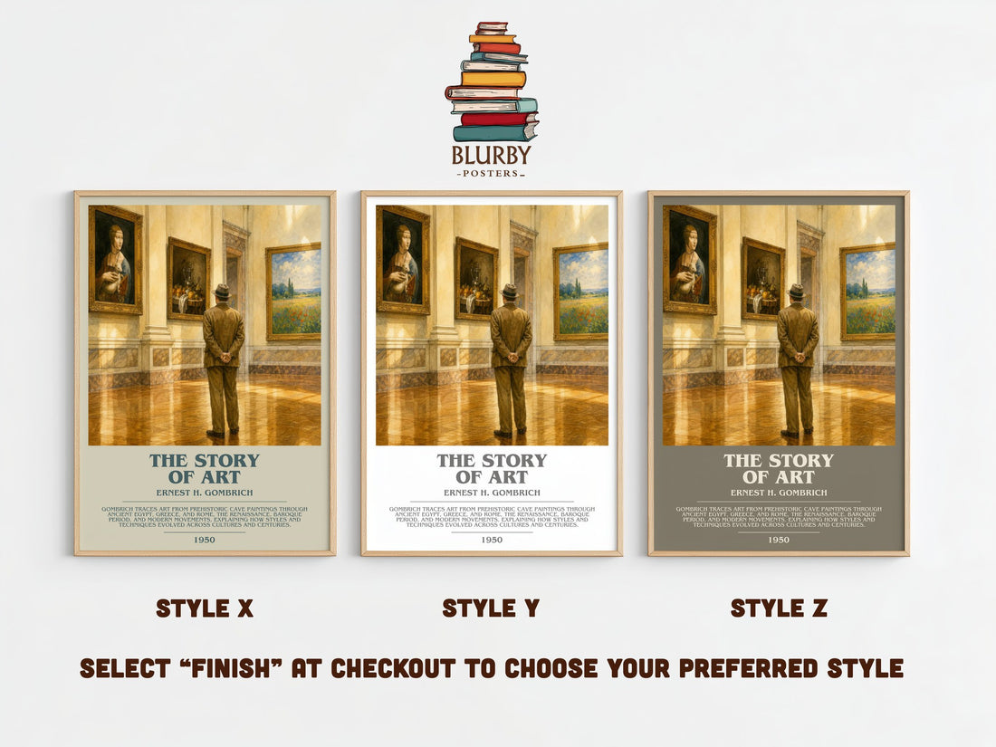 The Story of Art bookish print framed by window – literary home decor