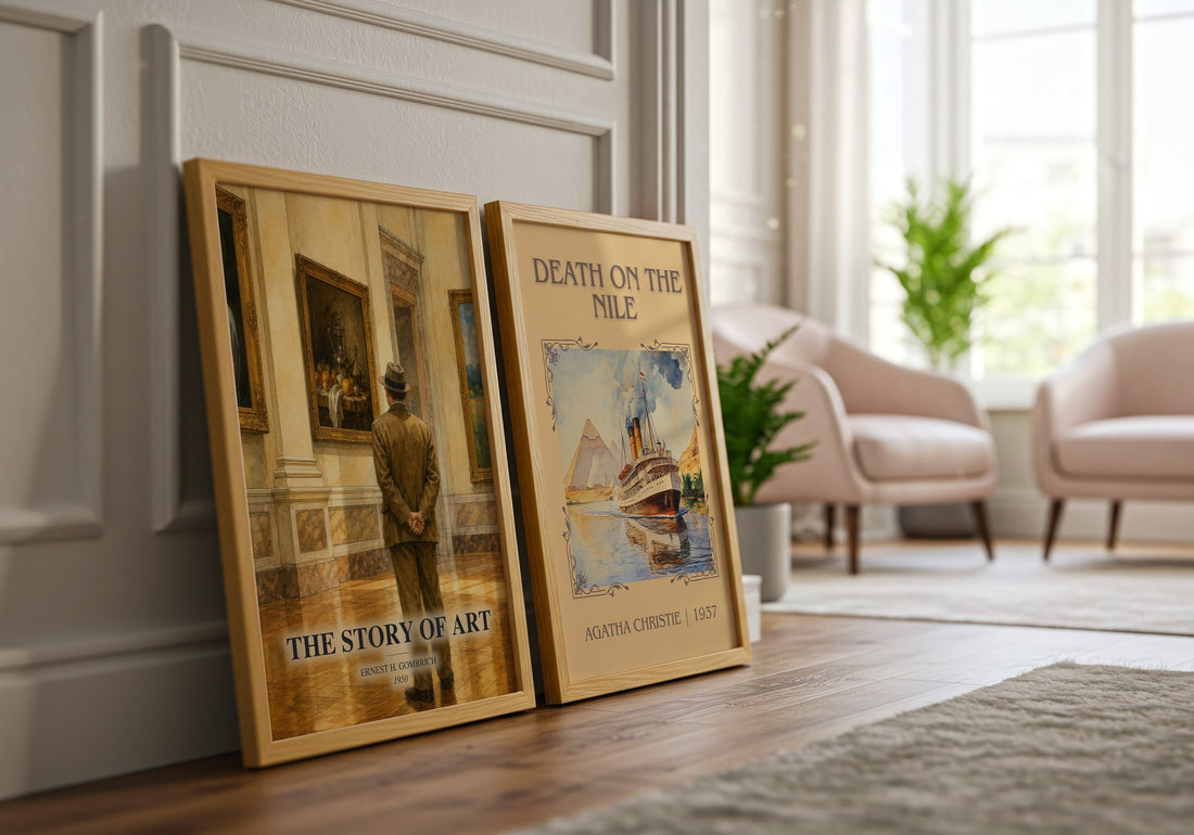 The Story of Art watercolour print framed by window – literary home decor