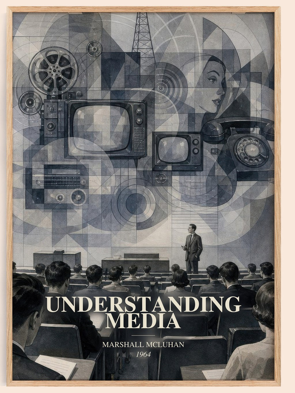Understanding Media watercolour book poster by Marshall McLuhan – framed literary art print