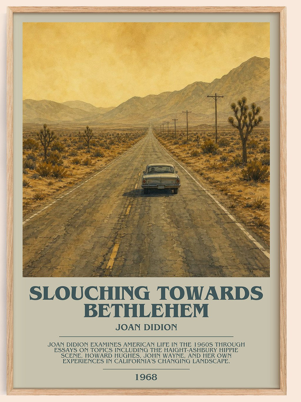 Slouching Towards Bethlehem Bookish Wall Art by Joan Didion – framed poster