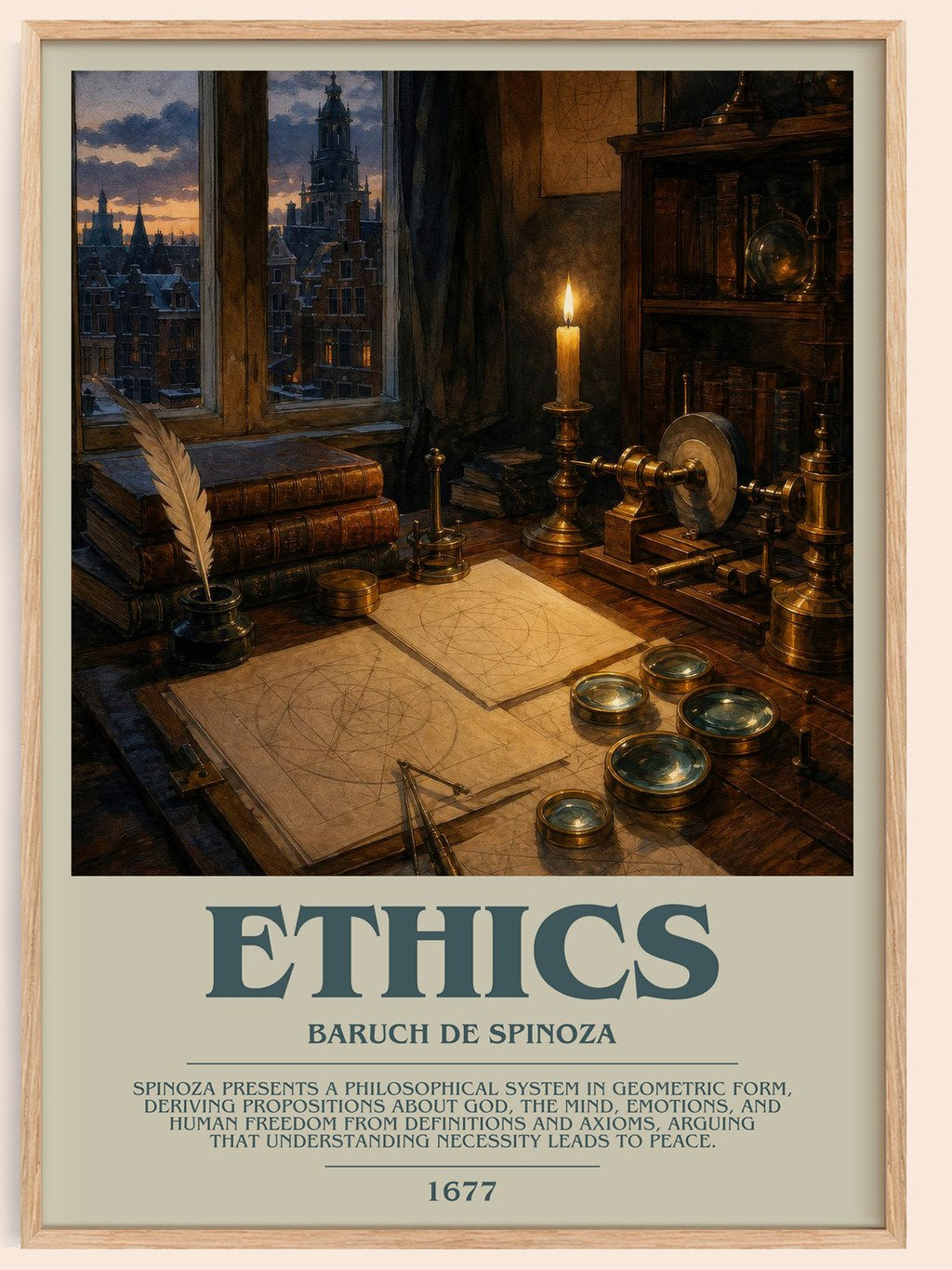 Ethics bookish book poster by Baruch de Spinoza – framed literary art print