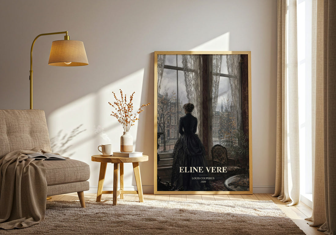 Eline Vere watercolour print in frame leaning in hallway – literary fiction wall art