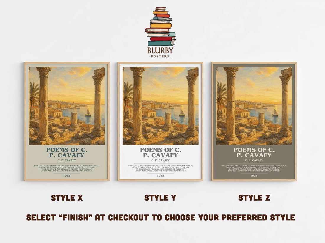Poems Of C. P. Cavafy Bookish Wall Art by C. P. Cavafy – Style X, Y and Z side by side – choose your finish