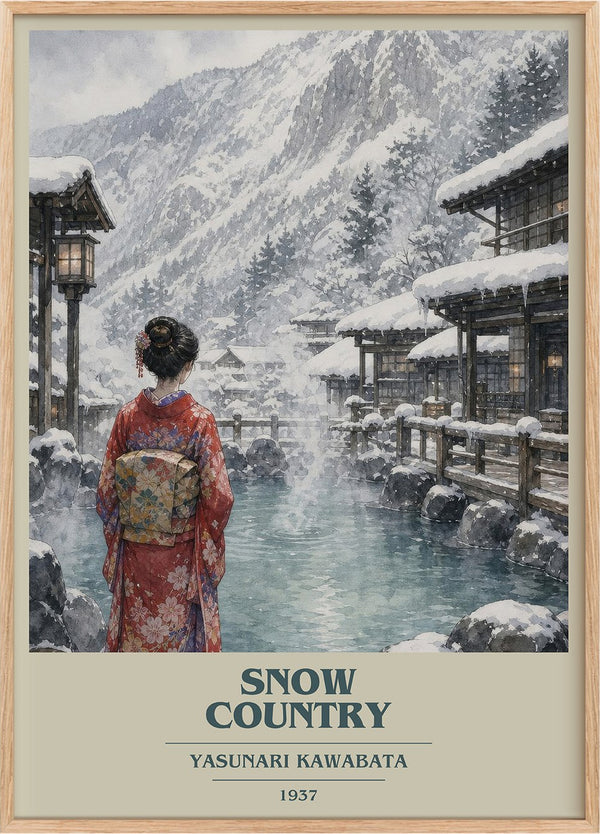 Snow Country Book Cover Poster by Yasunari Kawabata