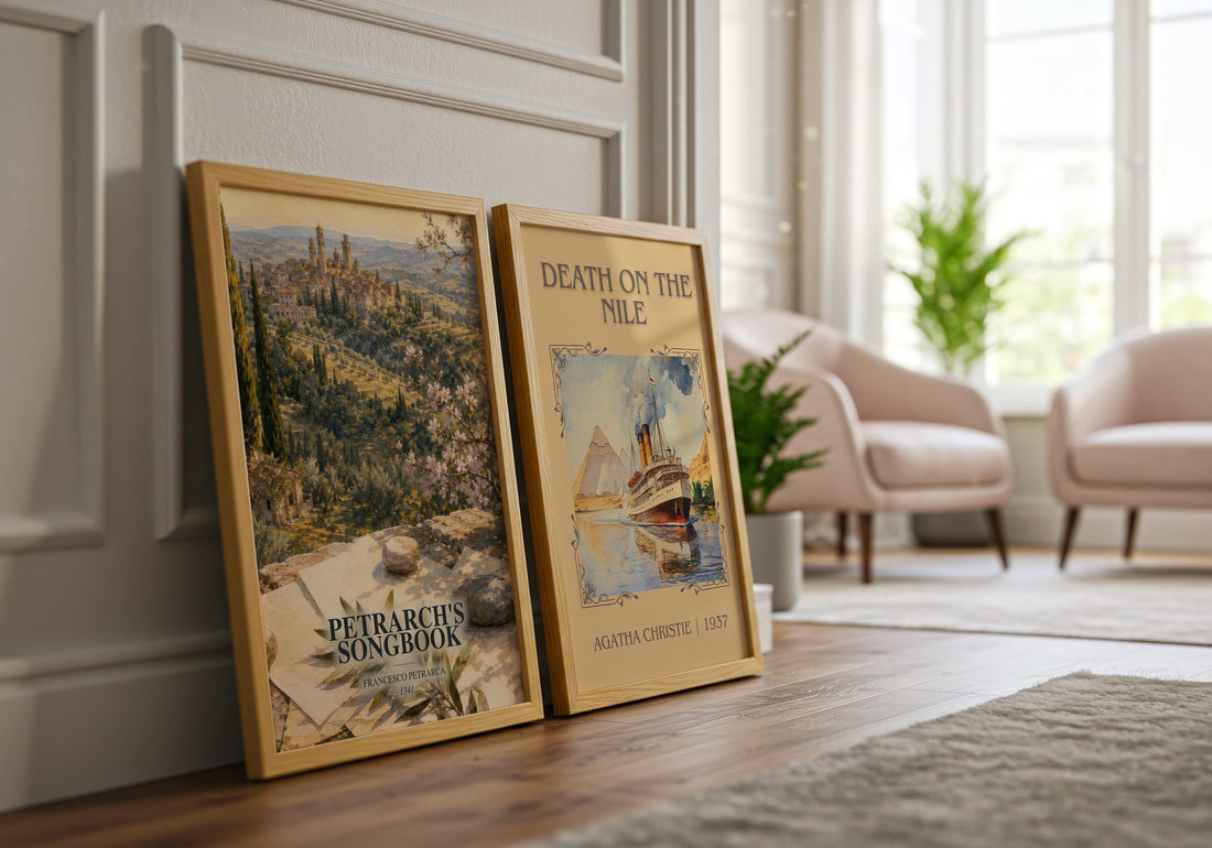 Petrarch's Songbook watercolour print framed by window – literary home decor