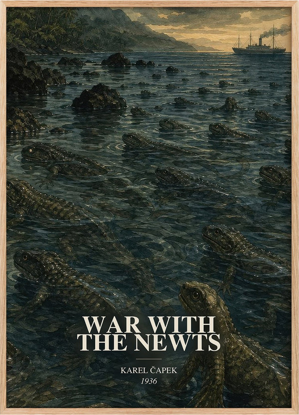 War with the Newts Book Watercolour Illustration by Karel Čapek