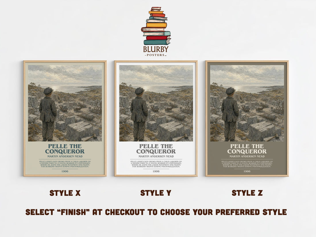 Pelle The Conqueror Bookish Wall Art by Martin Andersen Nexø – Style X, Y and Z side by side – choose your finish