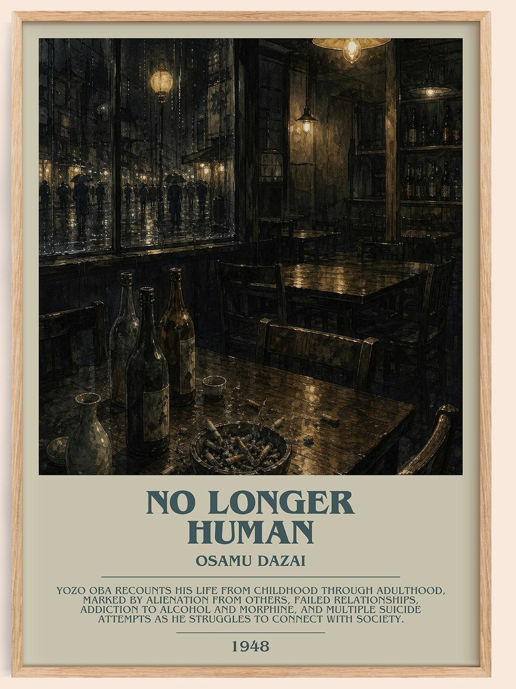 No Longer Human Bookish Wall Art by Osamu Dazai – framed poster