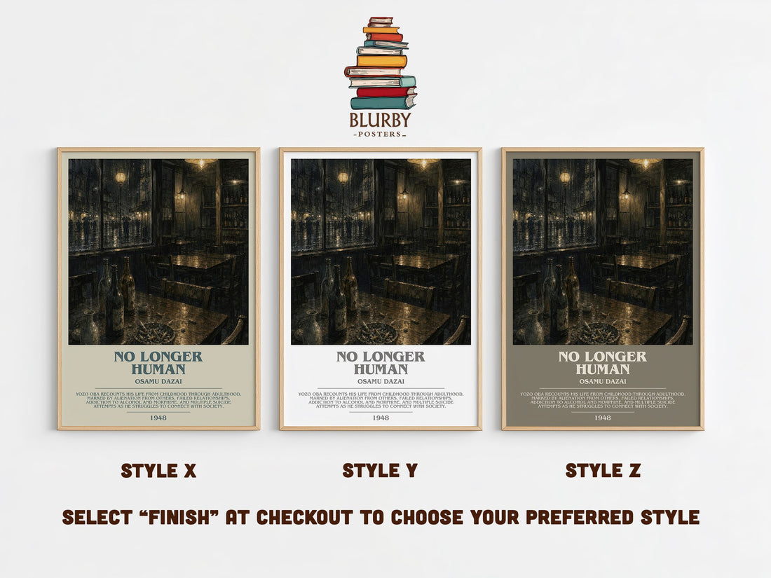 No Longer Human Bookish Wall Art by Osamu Dazai – Style X, Y and Z side by side – choose your finish