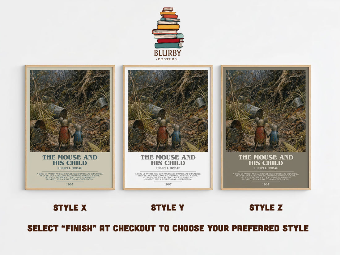 The Mouse And His Child Bookish Wall Art by Russell Hoban – Style X, Y and Z side by side – choose your finish