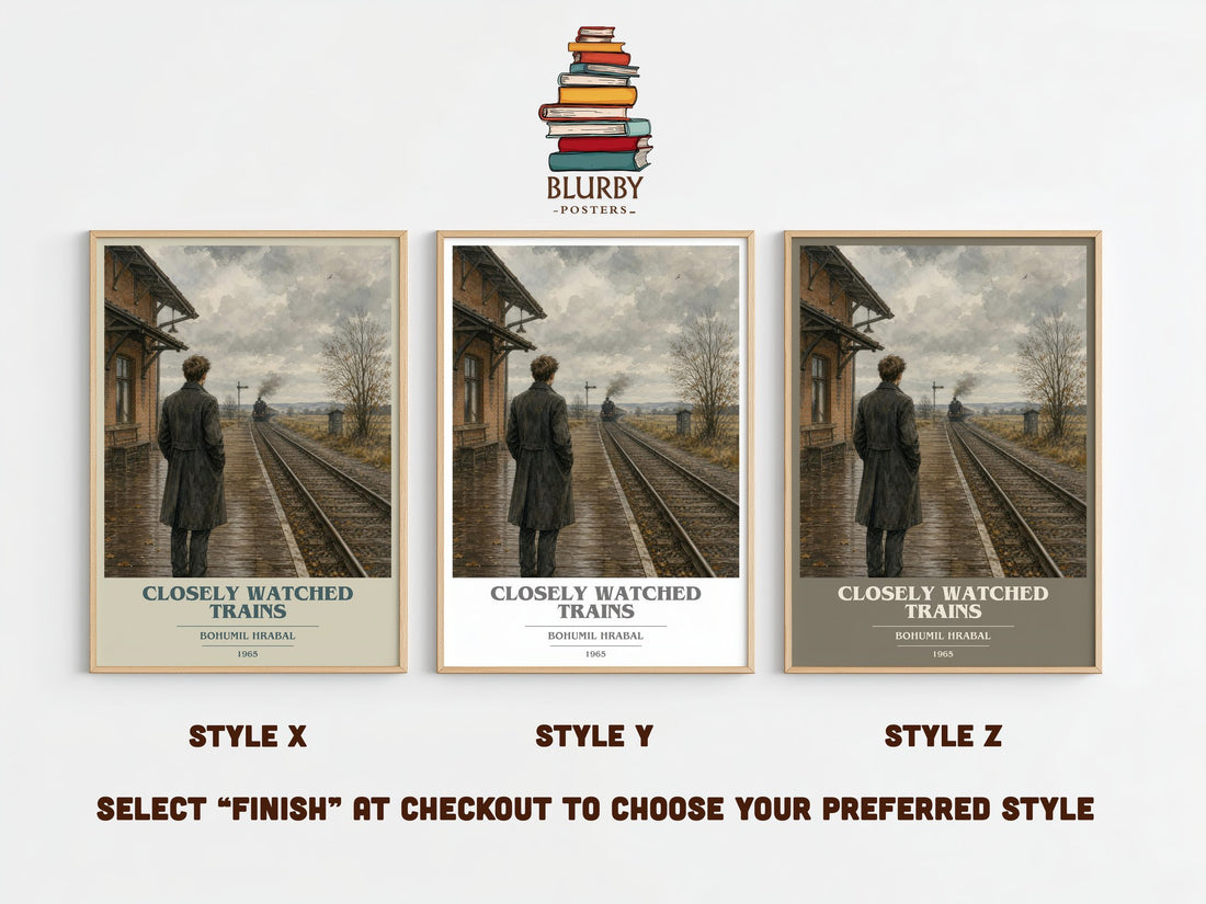 Closely Watched Trains book cover print framed by window – literary home decor