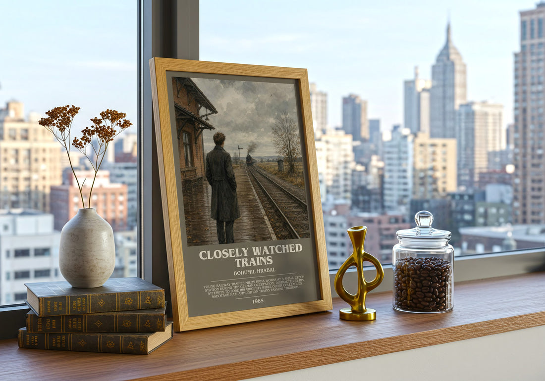 Closely Watched Trains bookish poster colour and style options – Bohumil Hrabal book art