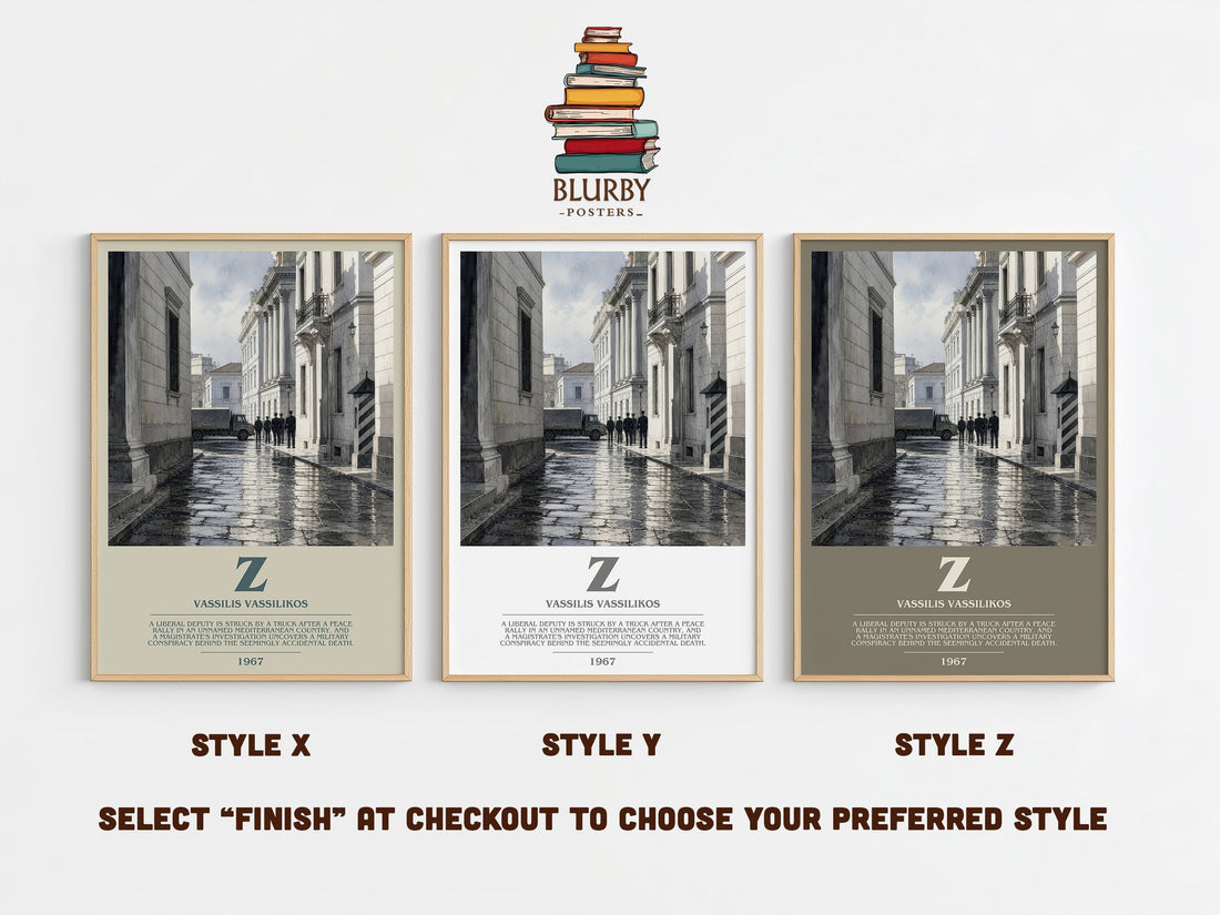 Z Bookish Wall Art by Vassilis Vassilikos – Style X, Y and Z side by side – choose your finish