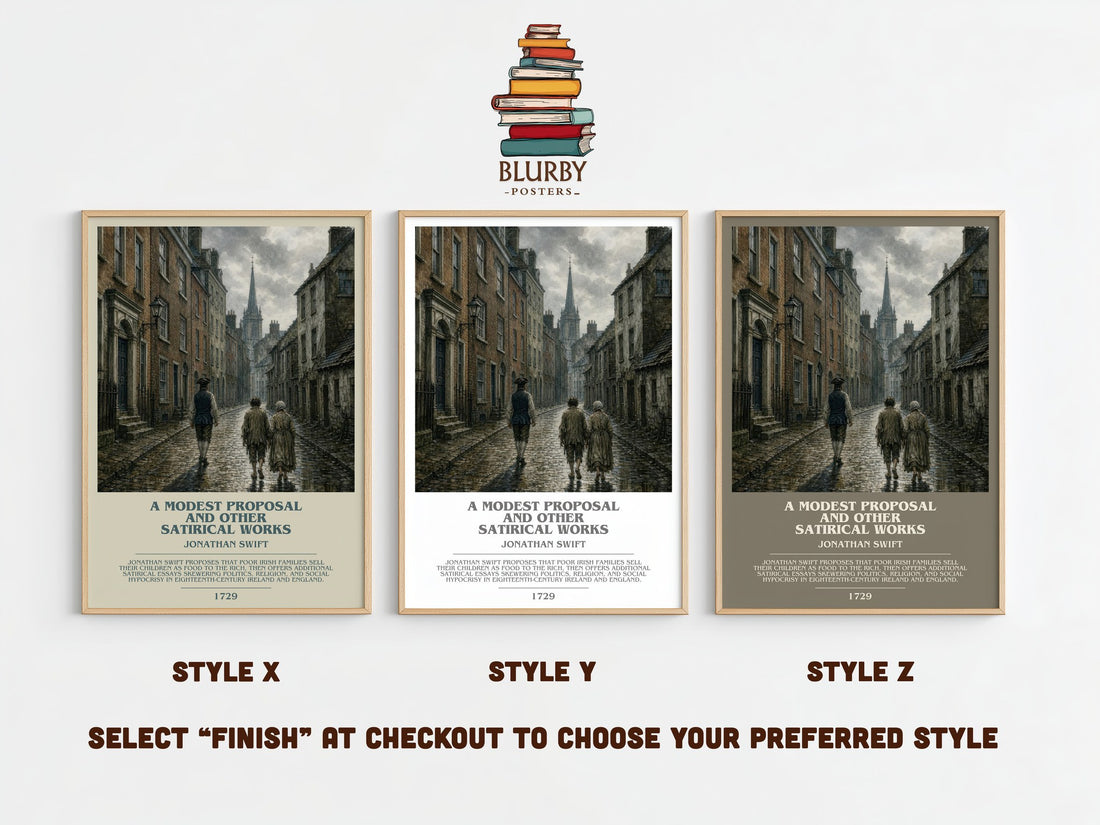 A Modest Proposal and Other Satirical Works bookish print framed by window – literary home decor