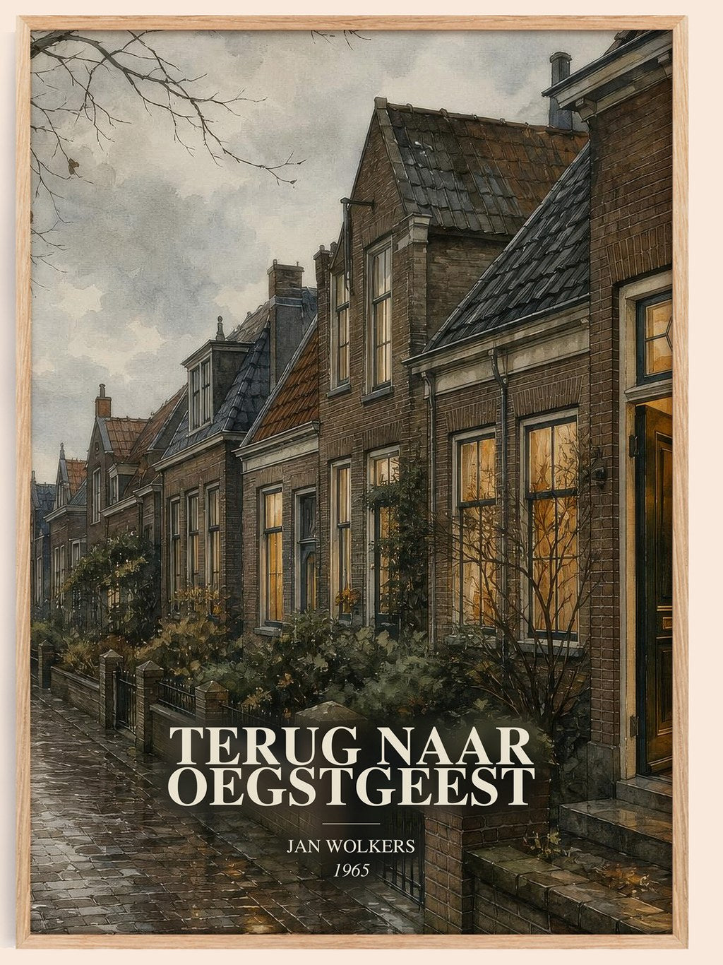 Terug naar Oegstgeest watercolour book poster by Jan Wolkers – framed literary art print
