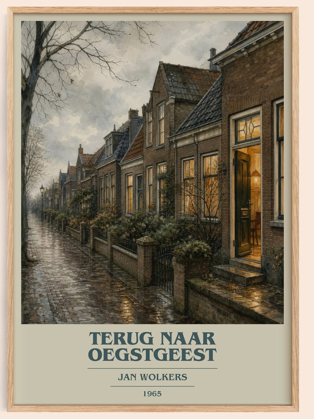 Terug naar Oegstgeest book cover book poster by Jan Wolkers – framed literary art print