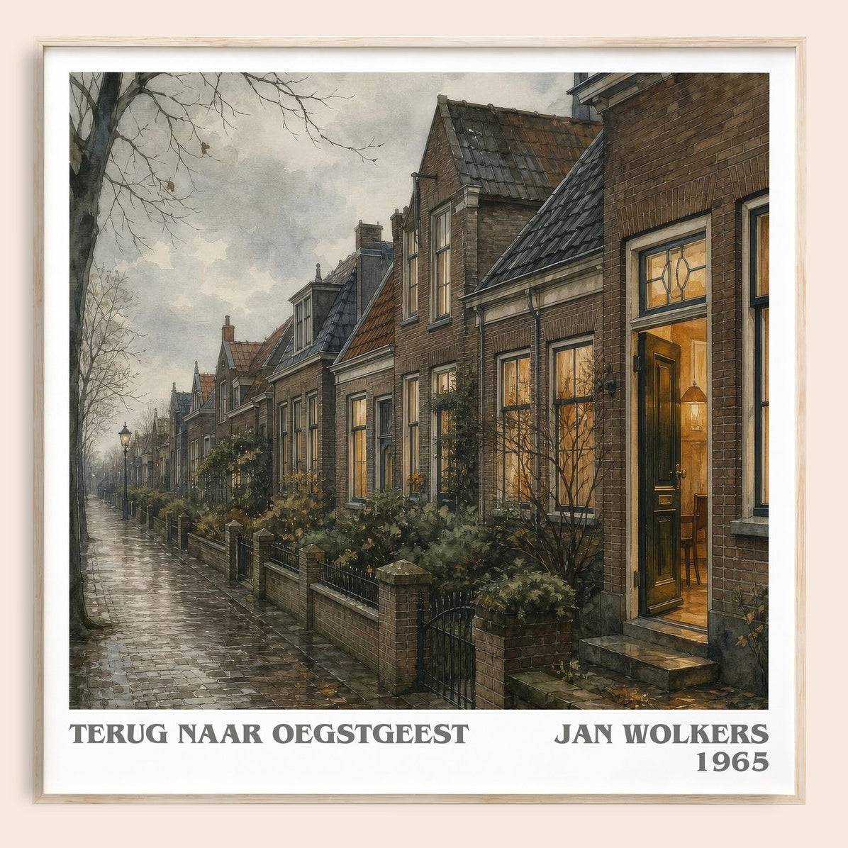 Terug naar Oegstgeest literary book poster by Jan Wolkers – framed literary art print