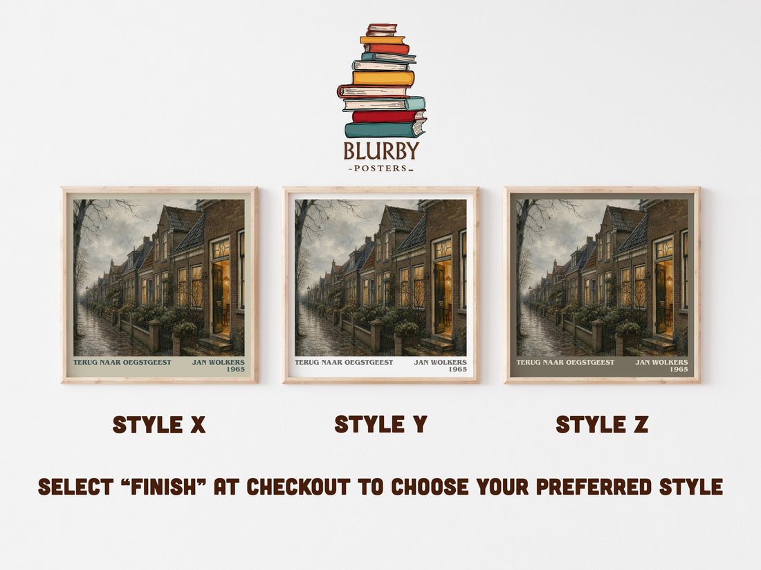 Terug naar Oegstgeest literary print framed by window – literary home decor