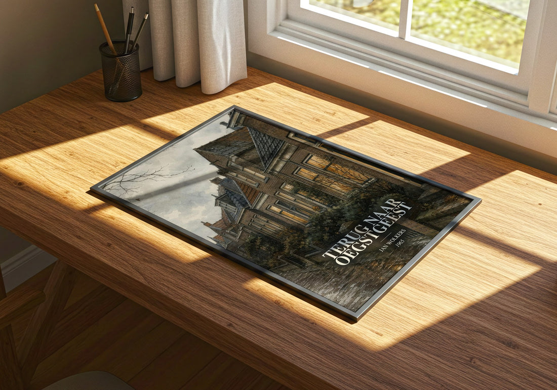 Terug naar Oegstgeest watercolour book poster framed on wall – literary fiction wall art
