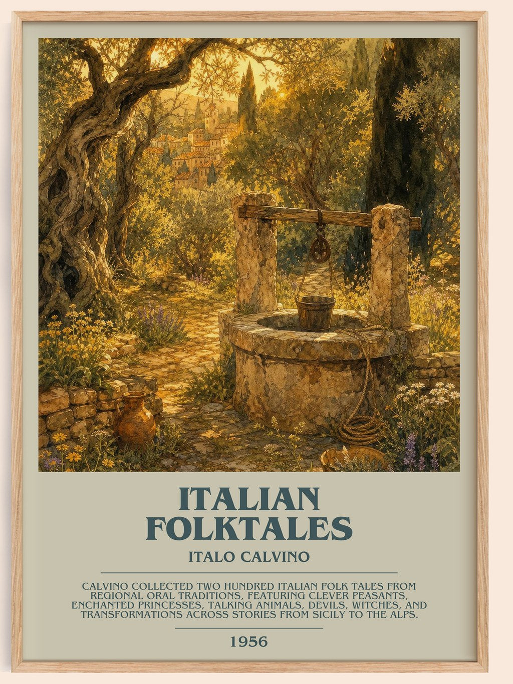 Italian Folktales bookish book poster by Italo Calvino – framed literary art print