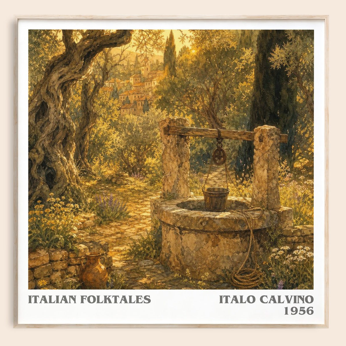 Italian Folktales literary book poster by Italo Calvino – framed literary art print