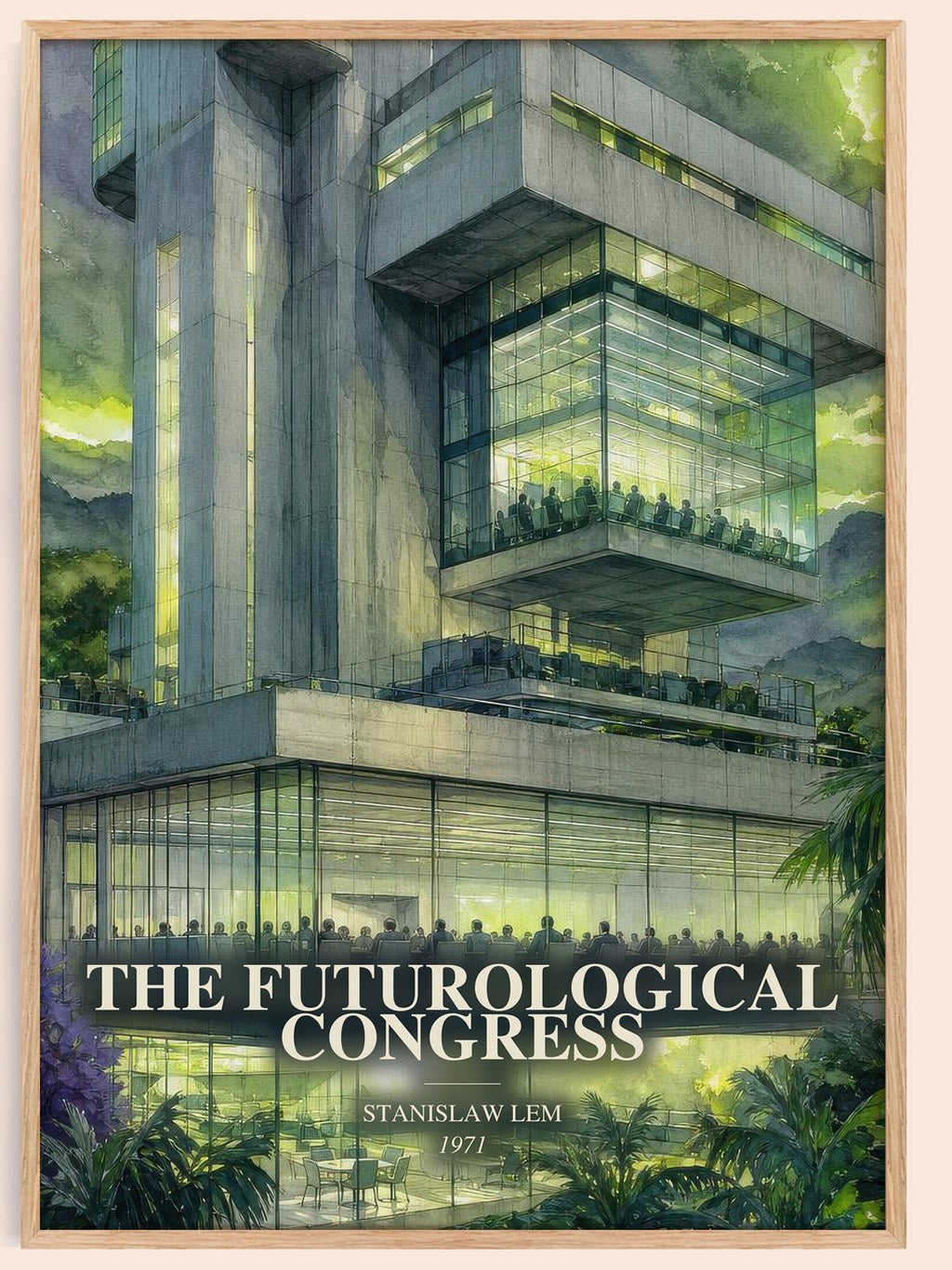 The Futurological Congress watercolour book poster by Stanislaw Lem – framed literary art print