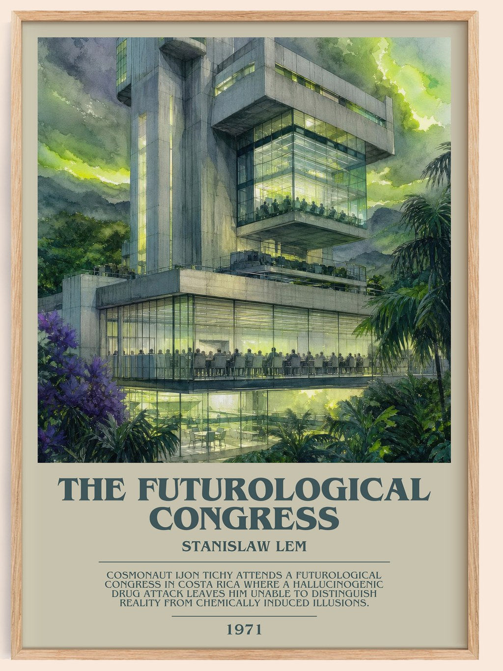 The Futurological Congress bookish book poster by Stanislaw Lem – framed literary art print