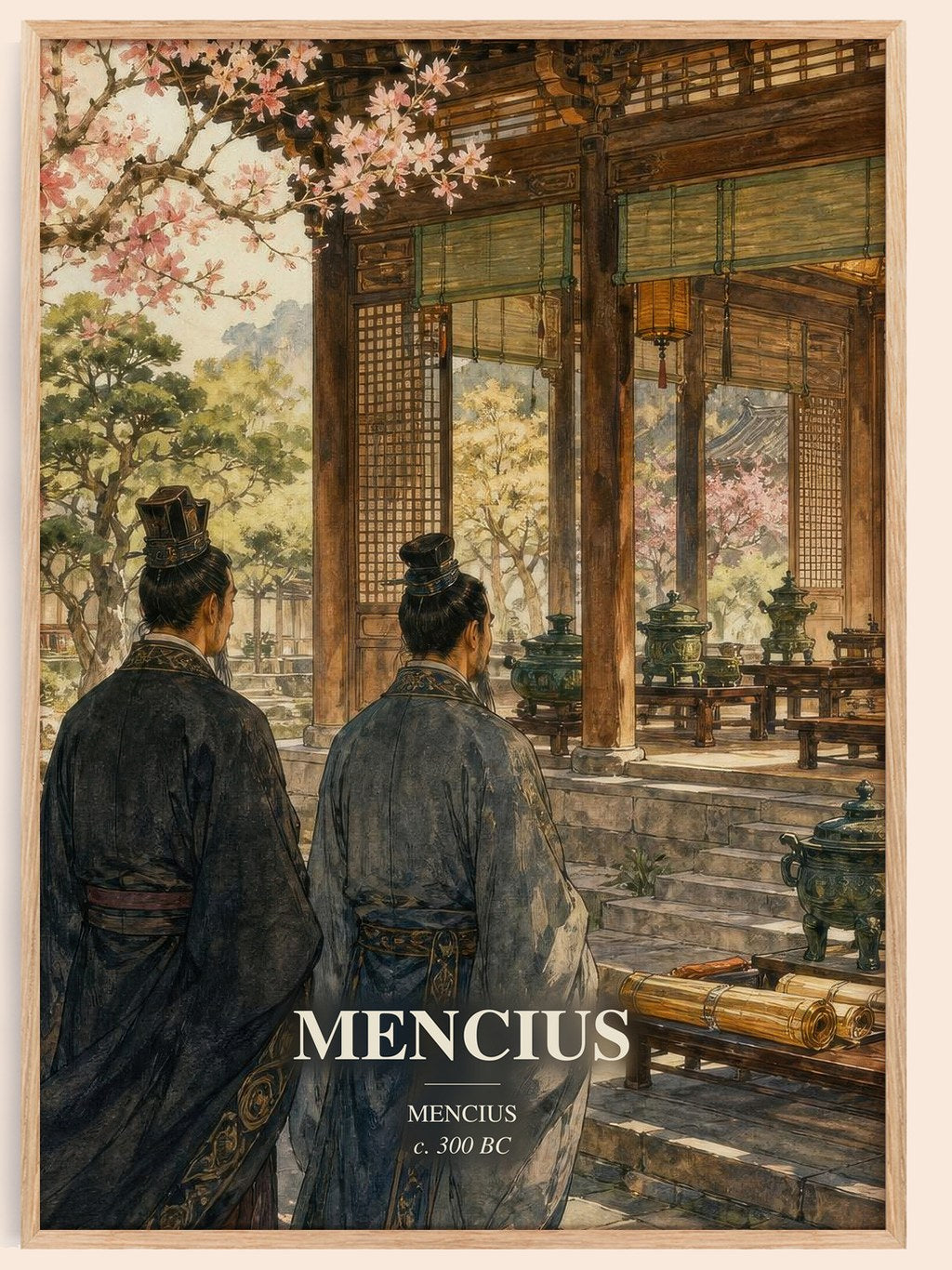 Mencius watercolour book poster by Mencius – framed literary art print